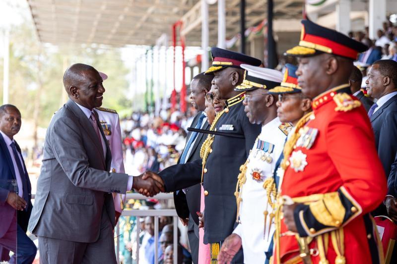 President William Ruto in Kwale County for Mashujaa Day feet.